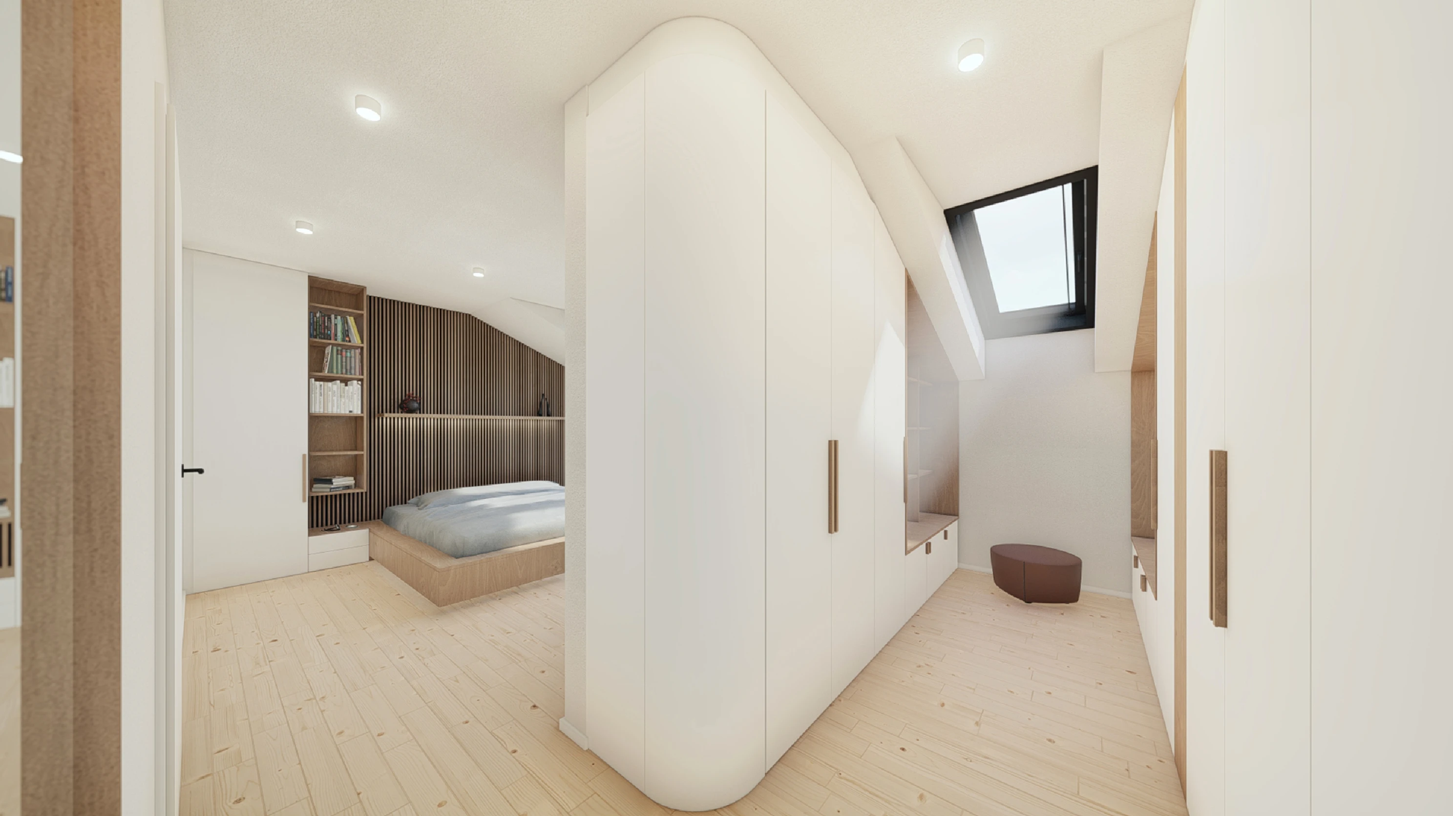 Moderní rodinný dům ve výstavbě s čistou architekturou, velkými okny a prostornou terasou. Stavební projekt od Tomáše Juřínka.